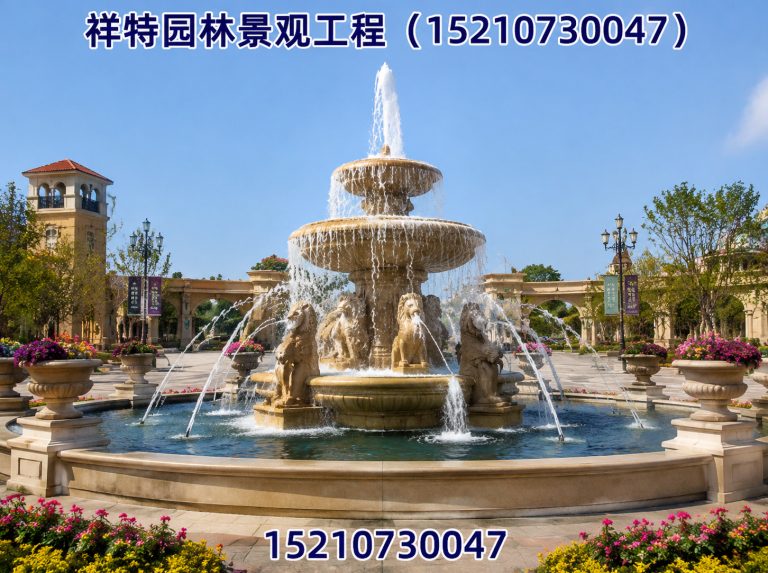 涞源县人工湖喷泉展示图